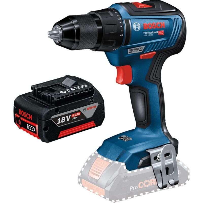 Perceuse-visseuse sans fil gsr 18V-55 Bosch 1x batterie 4,0 Ah