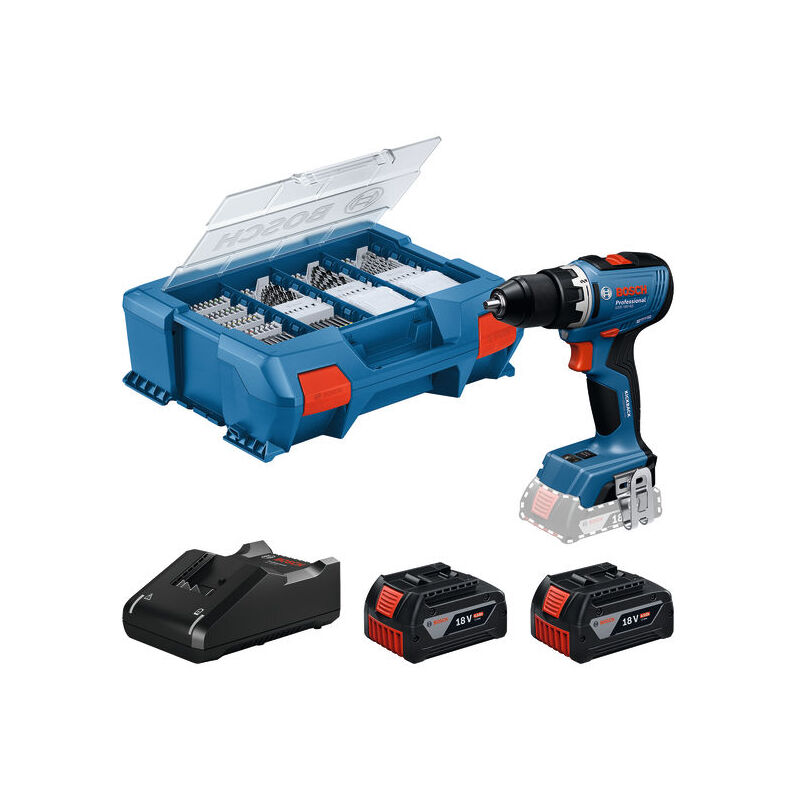 Perceuse-visseuse sans fil GSR 18V-65 Bosch 2x 4,0 Ahet chargeur + accessoires dans L-Case