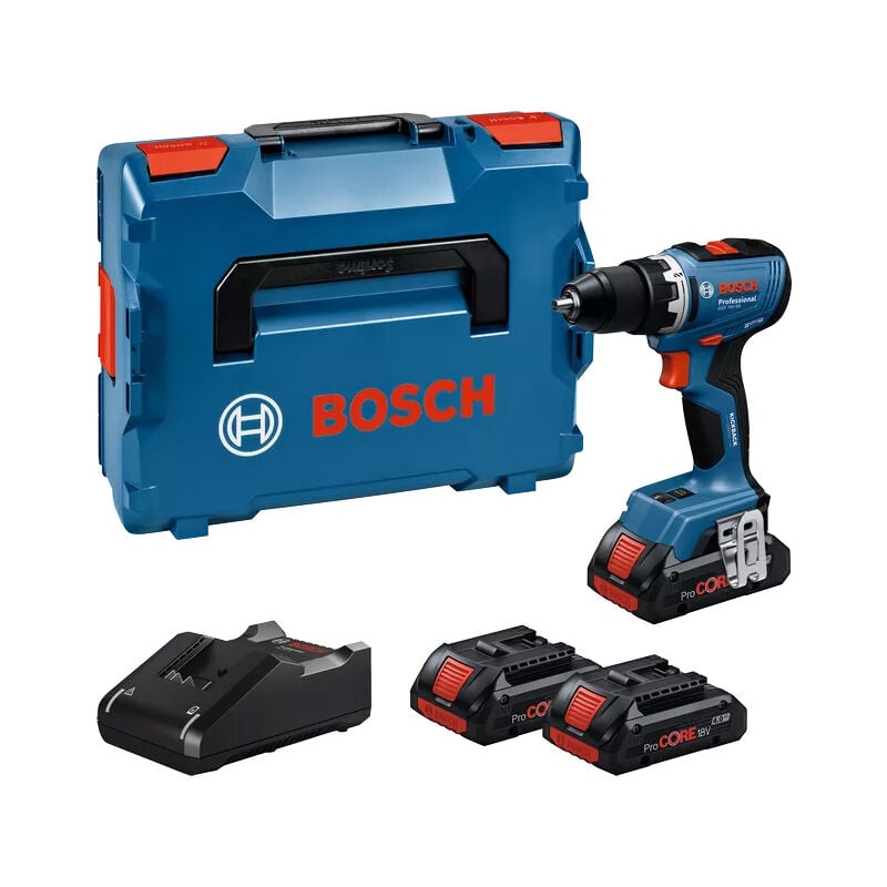Perceuses-visseuses sans-fil à percussion - gsr 18V-65 - bosch - avec 3 batteries ProCORE18V 4.0Ah - chargeur - L-Boxx - 06019N3208