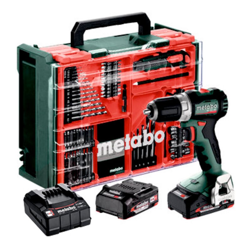 Metabo Perceuse-visseuse sans fil BS 18 L BL kit2x 2,0 Ah et chargeur avec atelier mobile