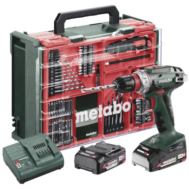 Perceuse visseuse sans fil Metabo BS 18 Quick Set 602217710 18 V 2 Ah Li Ion brushless + 2 batteries + mallette + ch