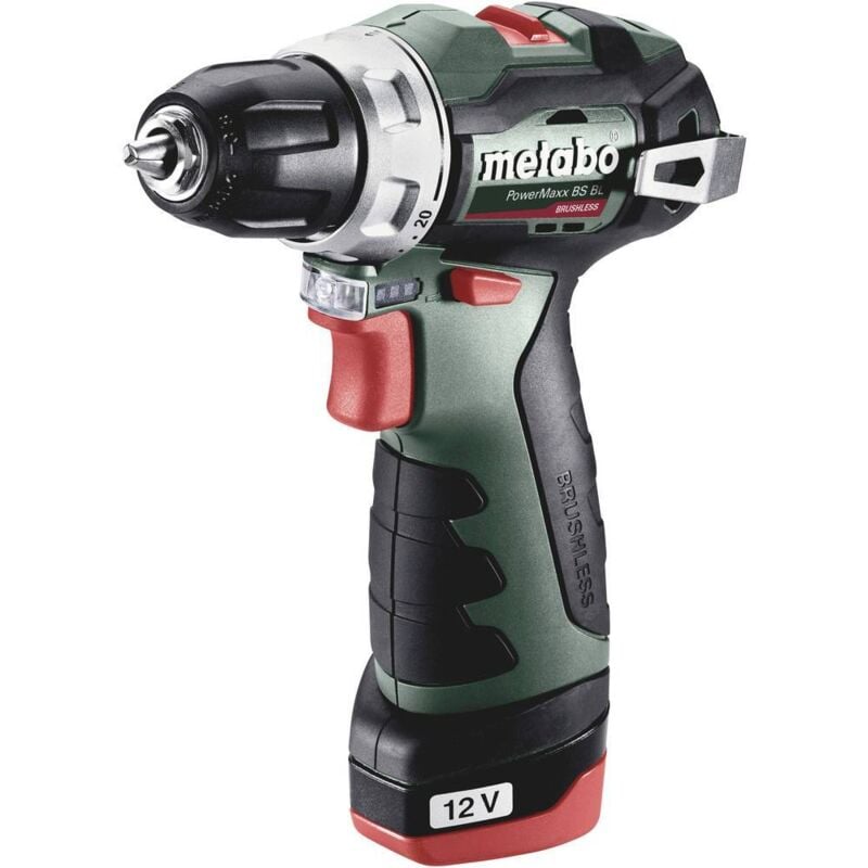 Metabo - Perceuse-visseuse sans fil PowerMaxx bs bl 601721500 12 v 2 Ah Li-Ion + 2 batteries