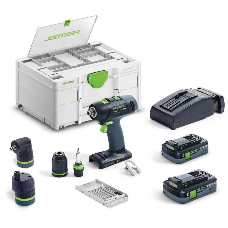 Perceuse-visseuse sans fil t 18+3 hpc 4,0 I-Set Festool avec 2 batteries 18V 4.0 Ah - chargeur - accessoires - systainer - 577609