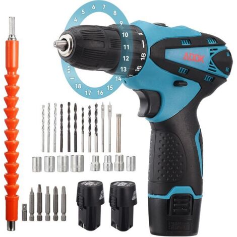 Perceuse visseuse sans fil - TANANT - 12V - 2 batteries 1500mAh - 30 accessoires - LED intégrée