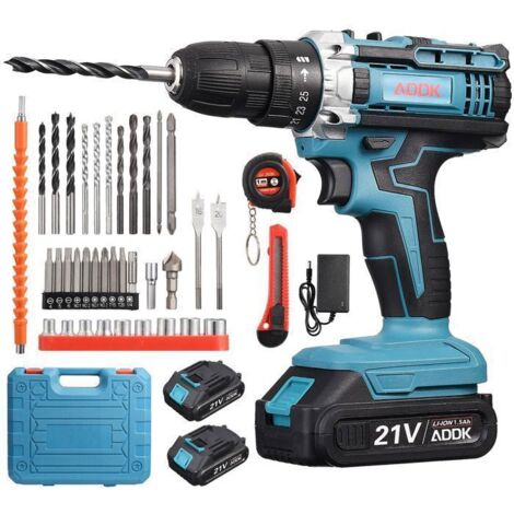 Perceuse Visseuse sans fil - TANANT - 21V - 2 batteries 1500mAh - 2 vitesses - 37 accessoires