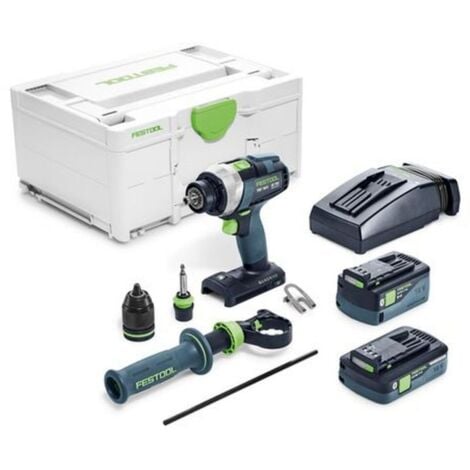 Perceuse-visseuse 18V QUADRIVE TDC 18/4 5,0/4,0 I-Plus + 1 batterie 4Ah + 1 batterie 5Ah + chargeur + Systainer SYS3 - FESTOOL - 577649