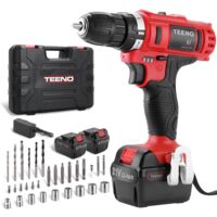 Perceuse visseuse sans fil TEENO PSR 21V + 2 batteries lithium + 41 accessoires + gants professionnels