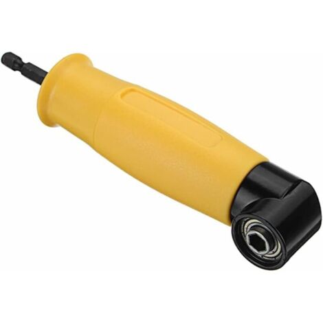 Perceuses à angle droit adaptateur coudé pour visseuse électrique avec porte-embout magnétique à changement rapide 1/4 6.35mm Inoxydable Hex, Jaune