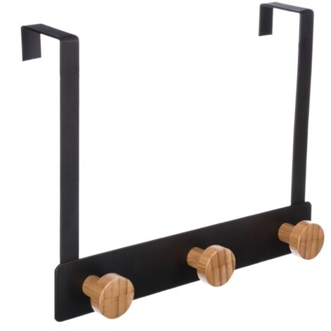 Percha de 3 cabezas de bambú y metal negro - 5five
