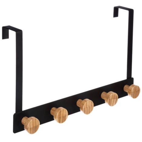 Percha de 5 cabezas de metal negro y bambú - 5five