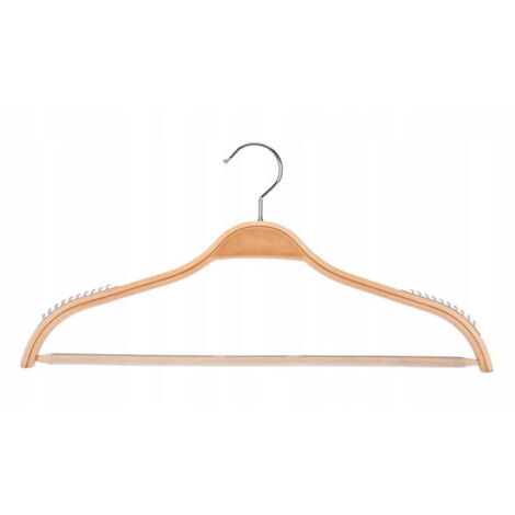 Percha de madera antideslizante para ropa con barra para pantalones