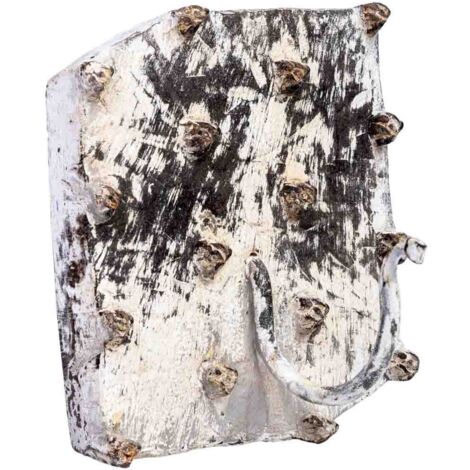 Percha de madera tallada acabado artesanal envejecido blanco 16x0x8h cm