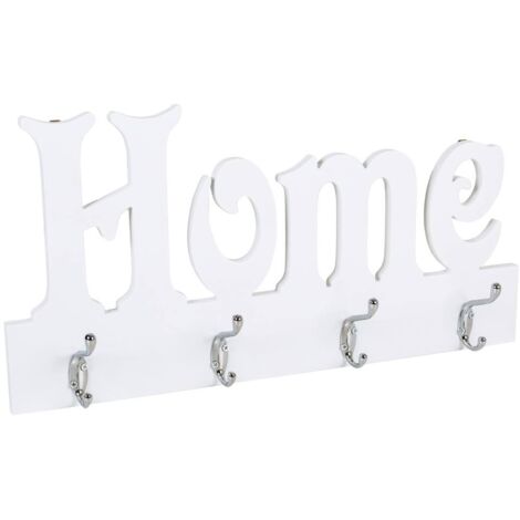 Percha de madera y metal blanca 50x25h cm