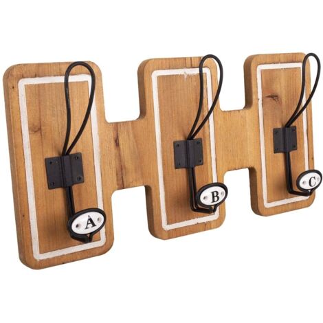 Percha de madera y metal marrón 40x7x20