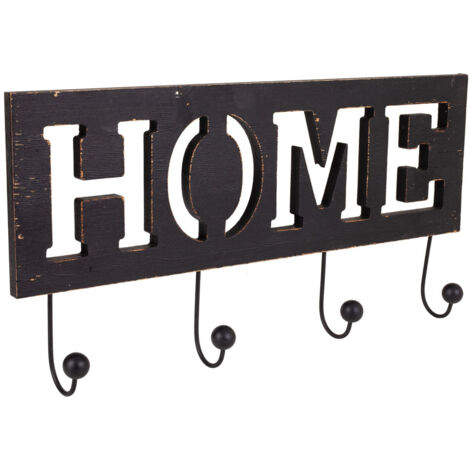 Percha de madera y metal negra 45x6x15