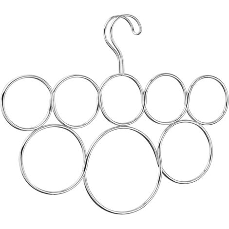 Percha de metal para bufandas con 8 presillas, para colgar bufandas, corbatas, cinturones, pashminas, etc., color plateado, 2 unidades
