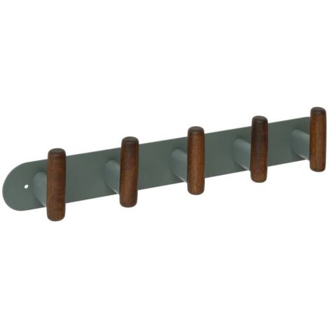 Percha de pared cassie verde y madera 5 ganchos - 5five