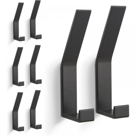 Percha de pared de 8 piezas (tornillo invisible), ganchos modernos para ropa, bufandas, etc. (negro)