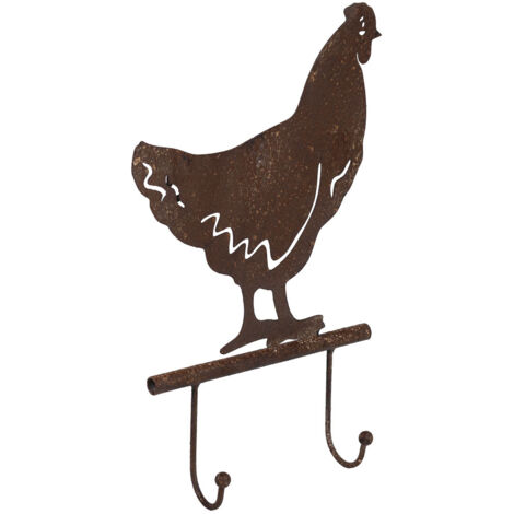 Percha de pared de metal marrón 25x5.5x37h cm
