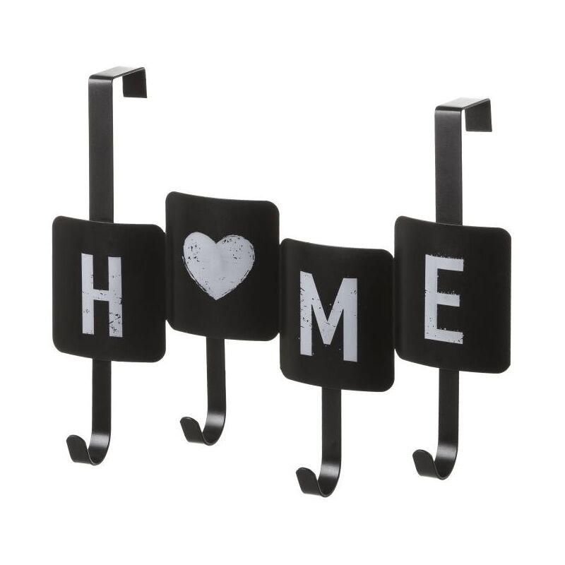 

Percha de puerta de 4 ganchos industrial negro de metal de 27x11x35 cm