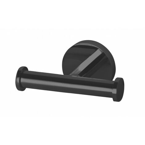 Percha doble Wagner negro mate de latón,fijación opcional con adhesivo - CM Baños