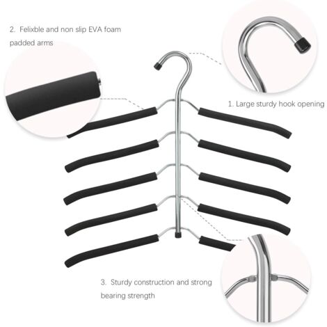 Percha mágica multifuncional 5 en 1 de metal, percha antideslizante con esponja EVA multicapa para pantalones vaqueros.