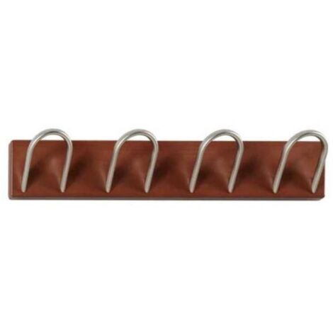 Percha mod. 218 de pared 4 colgadores cromo satinado varios colores para escoger, 9 cm(alto)53 cm(ancho)8 cm(largo) Color Cerezo