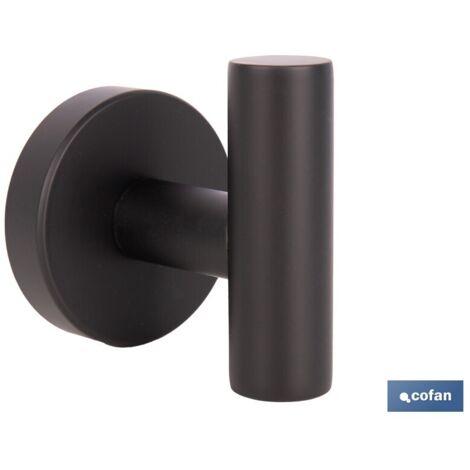 PERCHA NEGRA MATE DE ACERO CON DISEÑO REDONDO GAMA RIBEIRA 5 X 5 X 6 CM