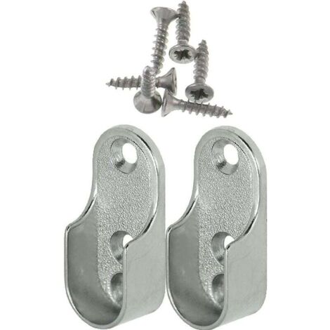 Percha ovalada para muebles ZVD-Rail OVA (2 piezas) - Soporte para tubo de armario para barra ovalada de acero niquelado. Fijación de percha metálica para barra de armario.