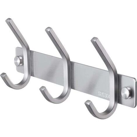 Percha para baño con 3 ganchos, de acero inoxidable satinado SUS 304 (228 cm)