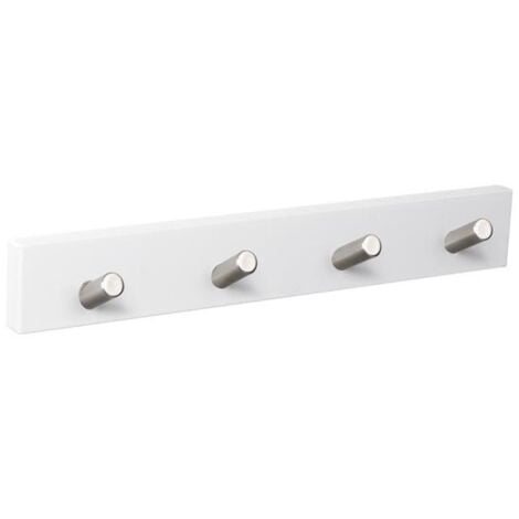 Percha pared 4 pomos inclinados blanco inox nesu