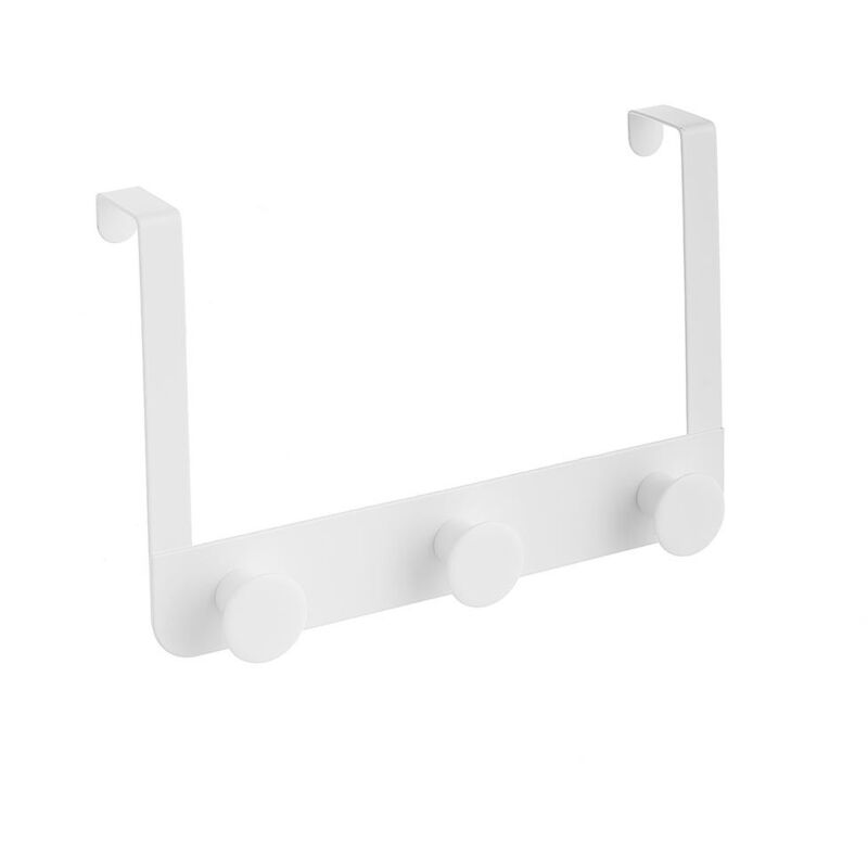 

Percha puerta 3 colgadores blanco de metal y ABS de 30x20 cm