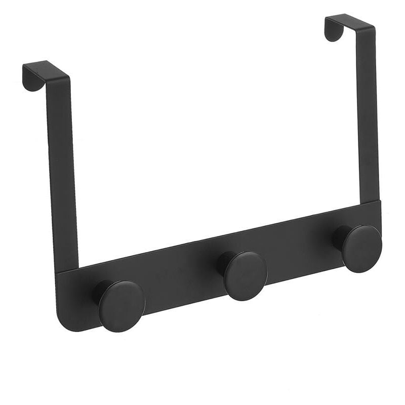 

Percha puerta 3 colgadores negro de metal y ABS de 30x20 cm