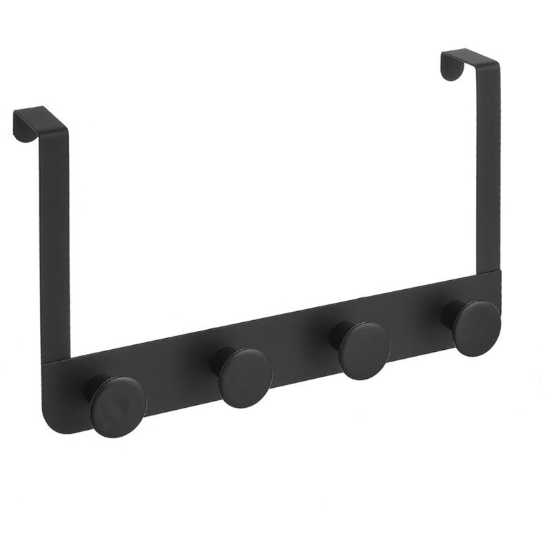 

Percha puerta 4 colgadores negro de metal y ABS de 35x20 cm