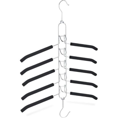 Percha que ahorra espacio, 5 perchas acolchadas antideslizantes, posicionamiento horizontal y vertical, negro/plata
