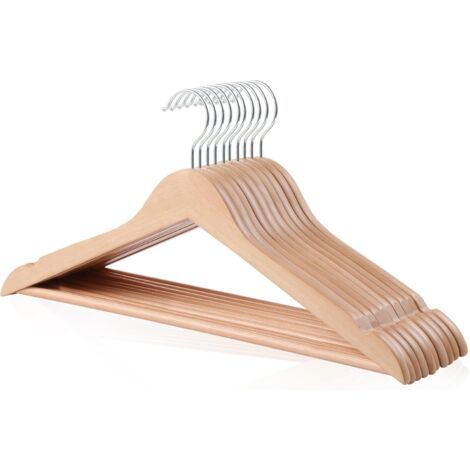 Perchas básicas de madera para trajes, juego de 10, 44 cm, color natural.