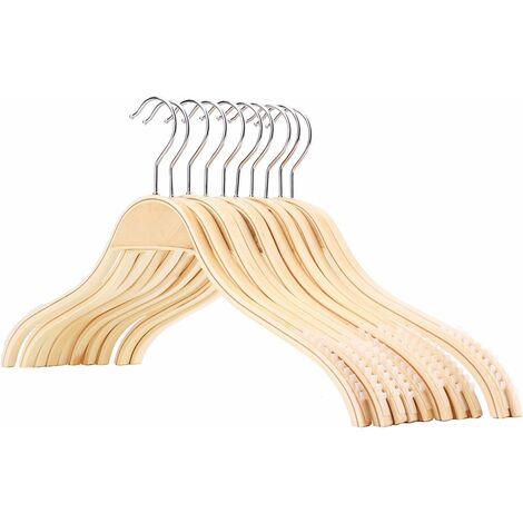 Perchas de madera con barra para pantalonero Perchas para ropa Conjunto de armario de madera, 10