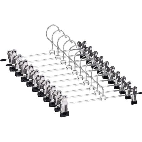 Perchas metálicas antideslizantes para pantalones con pinzas ajustables, para faldas, pantalones y vaqueros, 28 cm (paquete de 10)