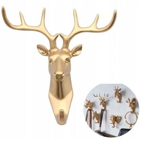 Perchas para ropa y perchas para ropa, toalleros, ganchos para pared, soportes para llaves, perchas para ropa con motivos de animales, percha de ciervo dorado