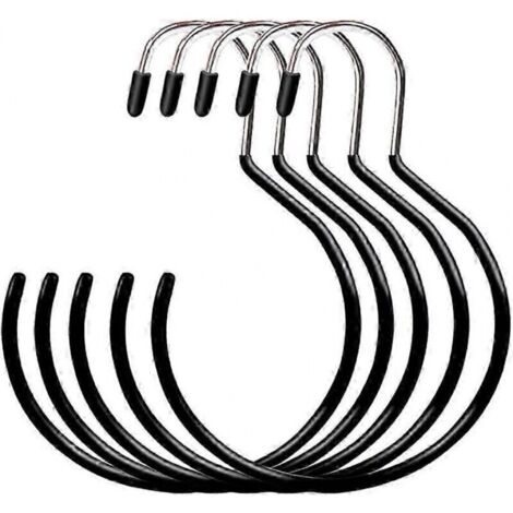 Perchas redondas para bufandas y corbatas – Juego de 5, tamaño grande con ganchos y anillas para colgar, metal resistente.