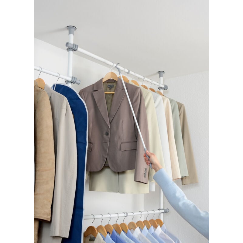 Wenko - Perche à décrocher Herkules, pièce détachée pour système de rangement télescopique Herkules, acier, 3x76x1 cm, blanc