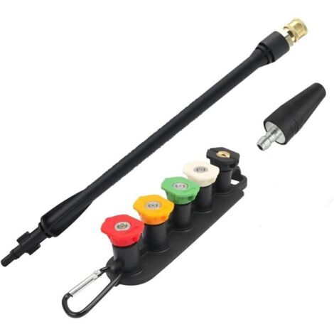 Perche de remplacement pour nettoyeur haute pression – 5 buses + buse turbo + support inclus – Compatible avec Bosch, Black & Decker, AR, Stanley, Mac Allister, Cecotec