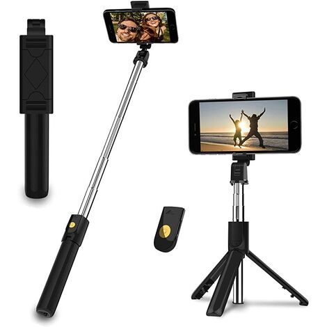 Noir Monopode et Support Téléphone pour iPhone/Samsung/Huawei/xiaomi BRZSACR Perche Selfie,3 en 1 Extensible Selfie Stick Trépied avec Détachable Télécommande sans Fil 7.6 in