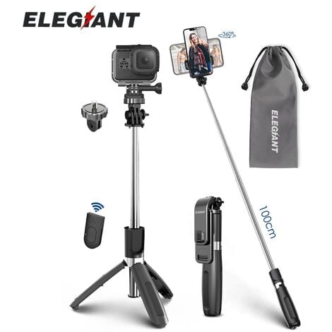 MAEREX Perche Selfie Trépied Selfie Stick Trépied Bluetooth Rotation 360 ° Tige Télescopique ZebraA