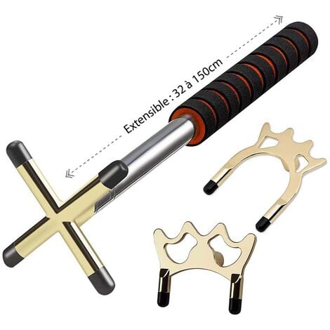 JARDINDECO Perche télescopique 150 cm pour billard avec 3 reposoirs en laiton