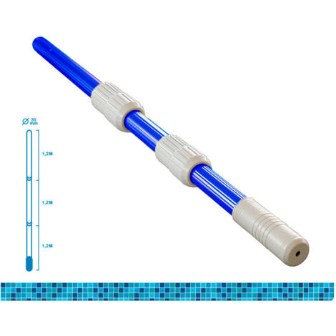 Perche Télescopique Ø41mm Manche En 3 Parties De 1,20m Longueur Totale: 3,6m (PLIÉE 1,3m) Avec Tube Aluminium Edm 0,30mm