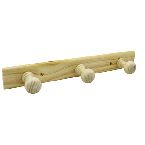 Perchero 3 pomos de madera pared para atornillar