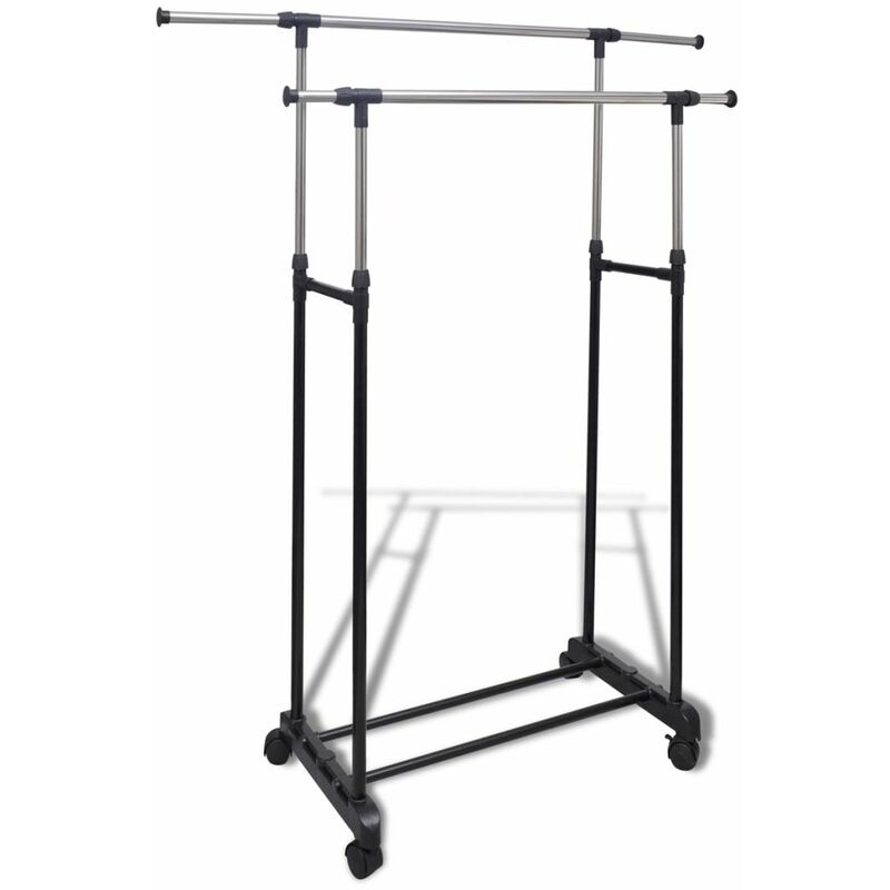 

Perchero ajustable para ropa 4 ruedas 2 barras