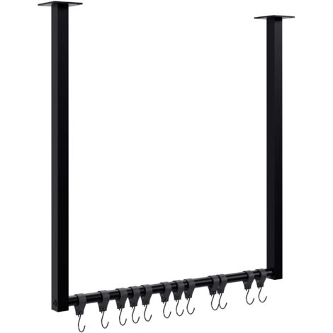 Perchero/barra para colgar ropa con 12 ganchos 60x60 cm acero con recubrimiento de polvo negro 100009015