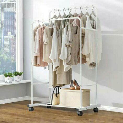 Perchero Burro Ropa de Metal con Ruedas Blanco, 80 x 51 x 155cm